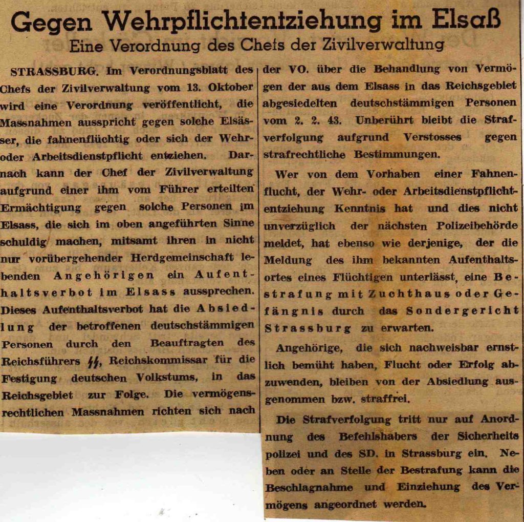 Kolmarer Kurier du 15.10.1943