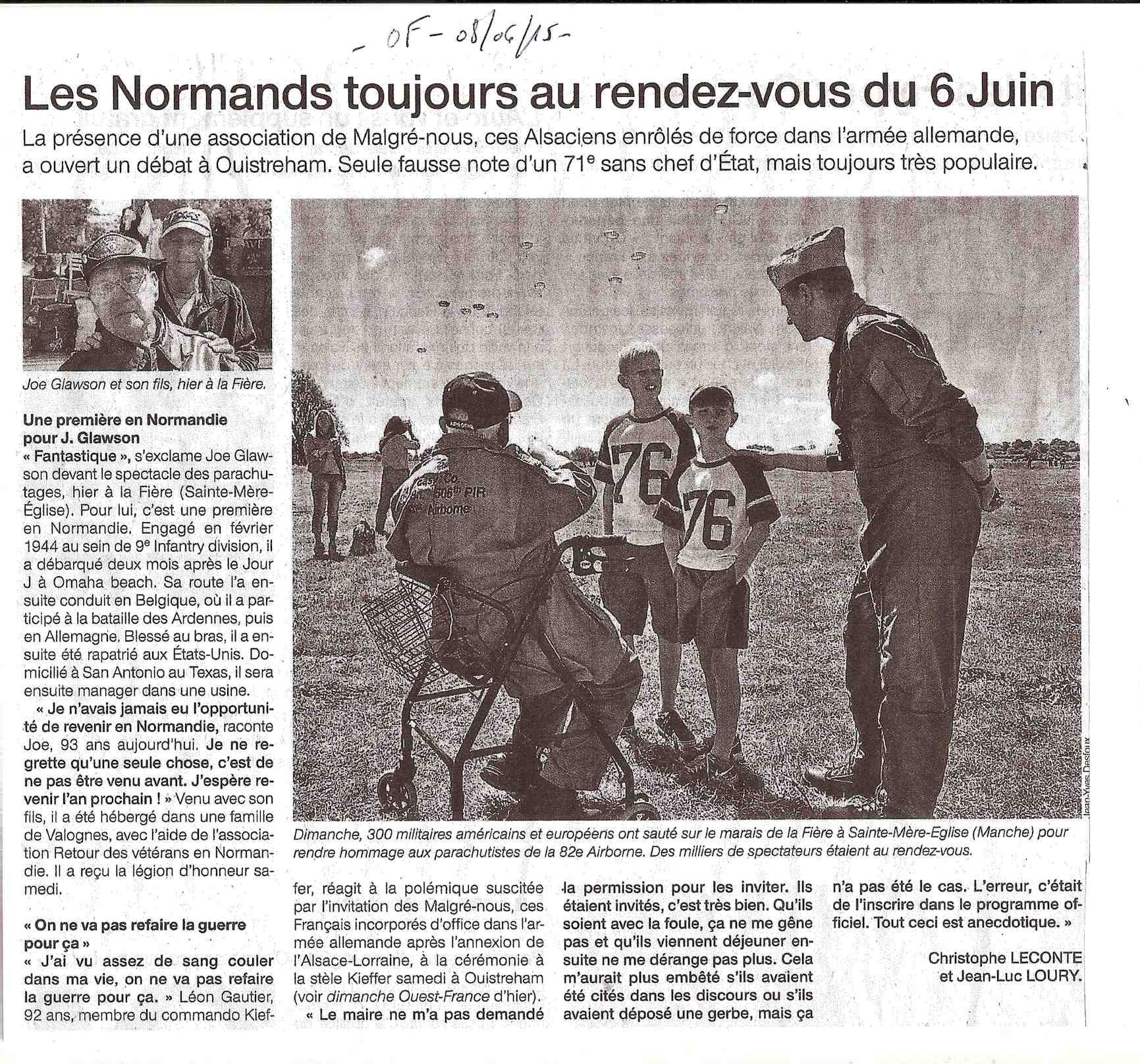 Ouest France du 8 juin 2015